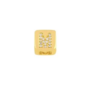 Gold Crystal Letter M Charm Bead – Sparkling Gold-Plated Initial